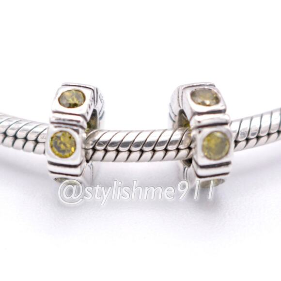 Two Authentic Pandora Trinity Green CZ Spacers - 790368GCZ - Picture 1 of 12